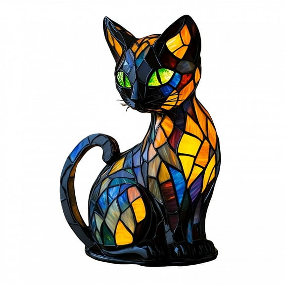 LAMIRO Cat Lamp, Stained Glass Cat Lamp, Mosaic Cats Lamp, Retro Animals Lamp, Kitty Lamps, Vintage Animals Night Light Home Decor, Animals Table Lamps Series for Lovers