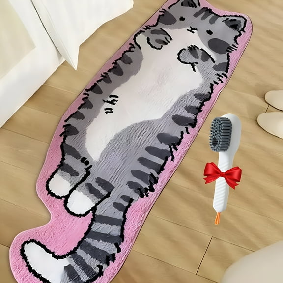 LAMIRO Cat Tufted Rug,Cat Shaped Rug,Cat Rug for Bedroom,Irregular Shaped Rug,Non-Slip Washable Cat Rug,Living Room Decoration