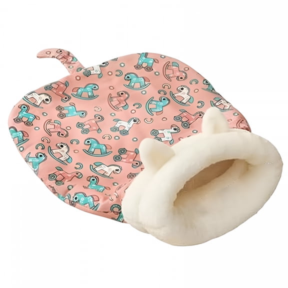 LAMIRO Cat Winter Sleeping Bag,Winter Cat Sleeping Bag,360 Warm Semienclosed Soft Plush Large Cat Sack Cat Bed with Cave for Cats 6-8Kg (Pink-L)