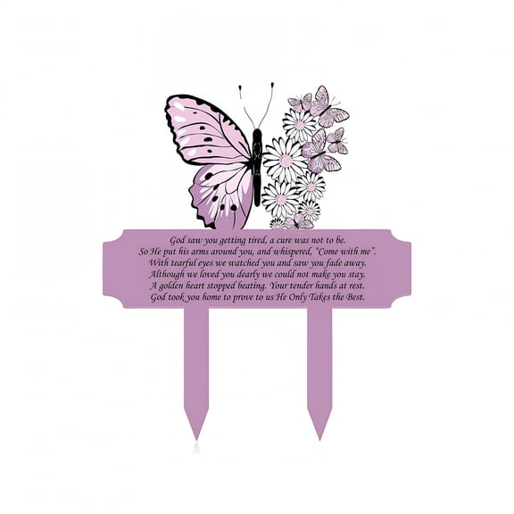 LAMIRO Cemetery Decorations for Grave Butterfly Memorial Grave Markers Plaque Stake Metal Memorial Sympathy Cemetery Garden Stake Decoration for Outdoors Yard