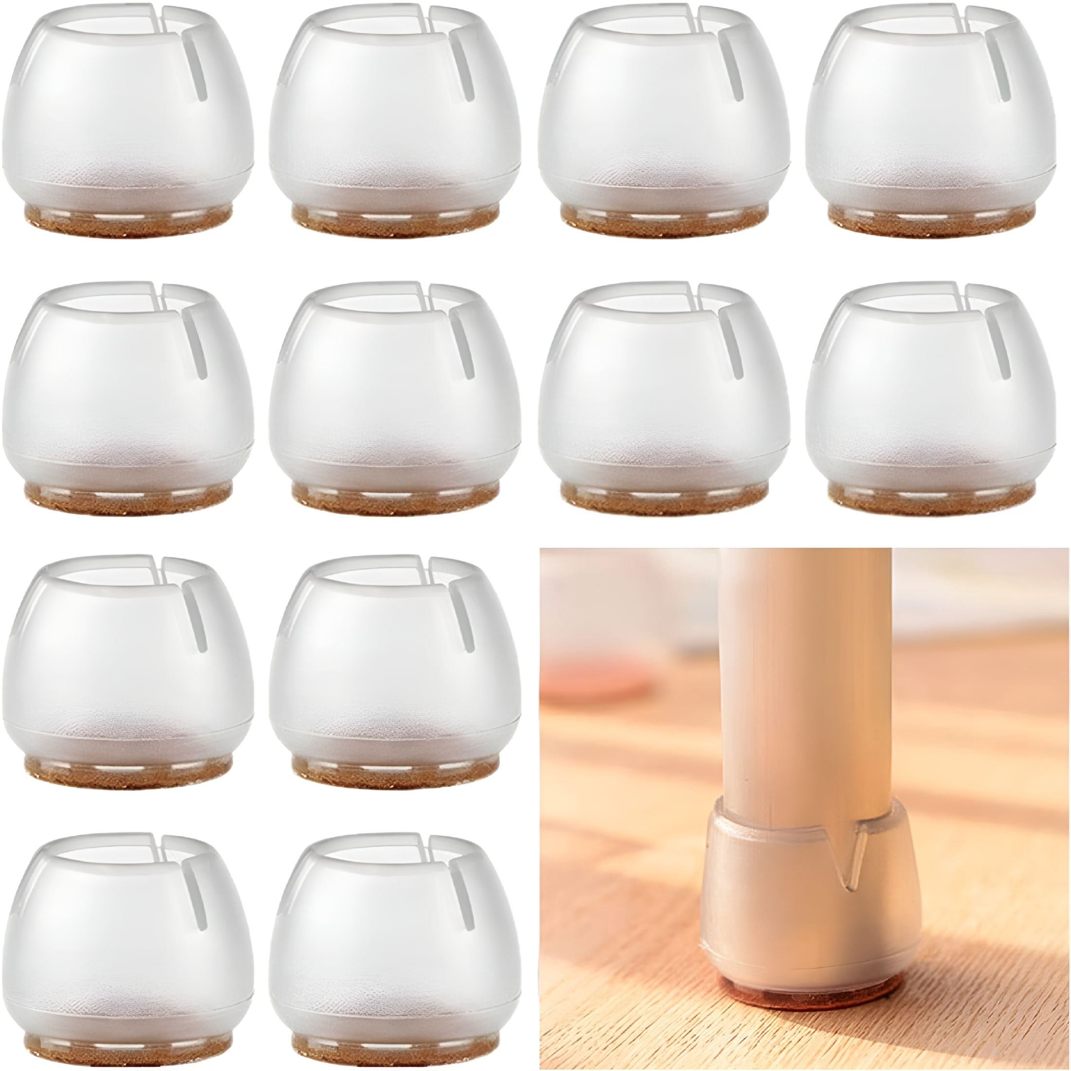 LAMIRO Chair Leg Protectors for Furniture Pads,Clear Silicone Caps with ...