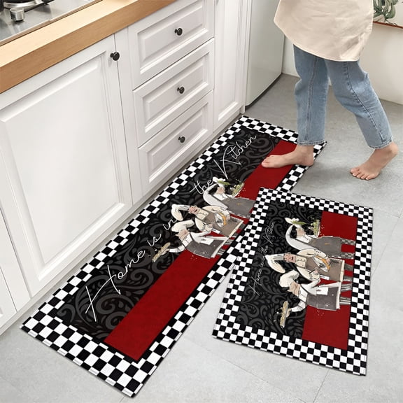 RLESO Fat Chef Non-Slip Anti-Fatigue Kitchen Mat for Floor,Home Decor Runner Rug