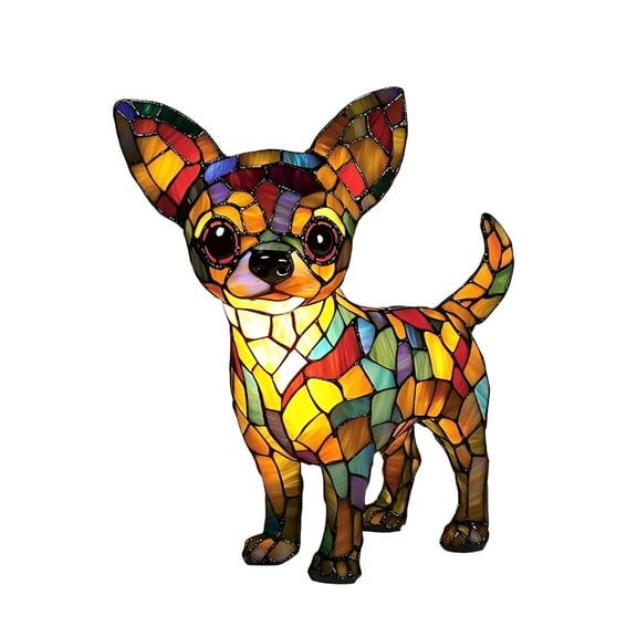 LAMIRO Chihuahua Lamp,Chihuahua Dog Table Lamp Decor,Colorful Animal Bedside Lamps,Vintage Dog Night Lights for Home Office Living Room Desktop Display