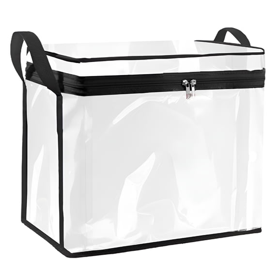 LAMIRO Clear DVD Storage Bag with Zipper, Foldable Media Organizer with Handles, Protective Case for Blu Ray, VHS, Games