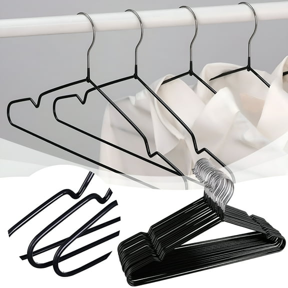 LAMIRO Clothes Hangers,Metal Hangers Non-Slip Suit Coat Hangers with Rubber Coating 16 Inches Wide Set of 20 (Black)