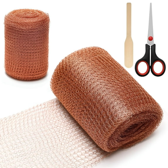 LAMIRO Copper Mesh Rodent Control Kit 5"X50Ft Defense Copper Mesh Roll with Scissor Excluder Mesh for Rodents