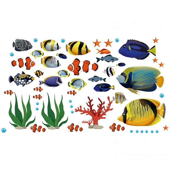 LAMIRO Decorative Fish Wall Stickers for Kids And Toddlers,Ocean Themed Under The Sea Wall Decals for Bathroom,Bedroom,Bathtub,And Childrens Classroom,Removable Peel And Stick Fishes That Cling