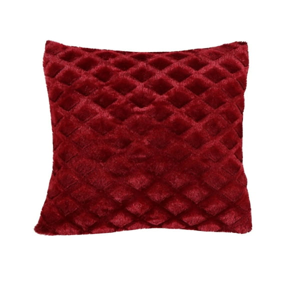 LAMIRO Decorative Throw Pillow for Couch 18" x 18" Soft Plush Textured Velvet Cushions for Sofa Luxury Indoor Decor Pillows for Living Room Bedroom,Throw Pillows,1Pack,Wine