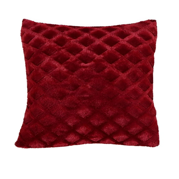 LAMIRO Decorative Throw Pillow for Couch 18" x 18" Soft Plush Textured Velvet Cushions for Sofa Luxury Indoor Decor Pillows for Living Room Bedroom,Throw Pillows Under 5$,1Pack,Red