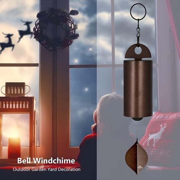 LAMIRO Deep Resonance Serenity Bell Windchime - Musically Tuned Chime Heroic Windbell,Metal Hanging Wind Chime Handcrafted Steel Bell,Plays Beautifully in The Wind Antique (10 inch)