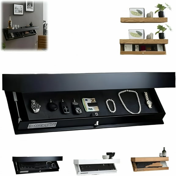LAMIRO Designer Shelf with Secret Compartment,Concealed Floating Shelf,Shelf with Hidden Compartment,Wall-Mounted Storage Rack,Modern Home Decor,Ideal for Living Room or Office (Black)