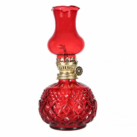 LAMIRO Desktop Ornament Glass Kerosene Indoor Retro Classic Burning Lights Oil Lamp for Home Bedroom Table Decorations Emergency Use