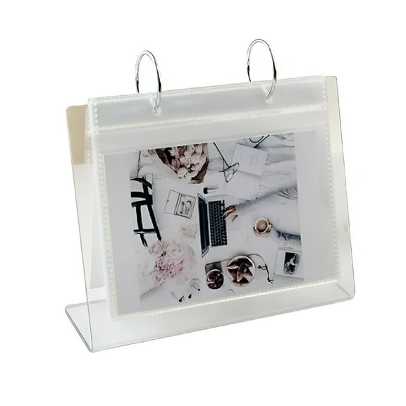 LAMIRO Desktop Photo Album Binder Acrylic Tabletop Flip Photo Frame Photo Displays