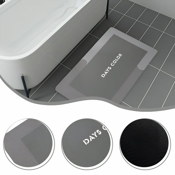 LAMIRO Diatomaceous Bath Rug,Super Absorbent Quick Dry,Rubber Backing Non Slip,Washable Bathroom Floor Mats,Shower Rug For In Front Of Bathtub,Shower Room (16x24)