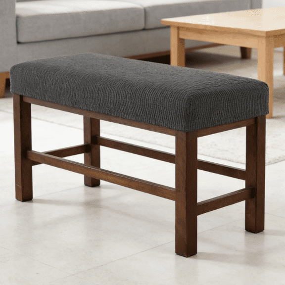 LAMIRO Dining Room Bench Covers - Soft Stretch Upholstered Bench Slipcover Removable Washable Bench Seat Protector - Beige