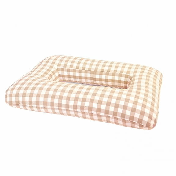 LAMIRO Ear Piercing Pillow, with Ear Hole with Removable Pillowcase, Comfortable Side Sleepers Pillow for Wearing Headphones Earring Brown