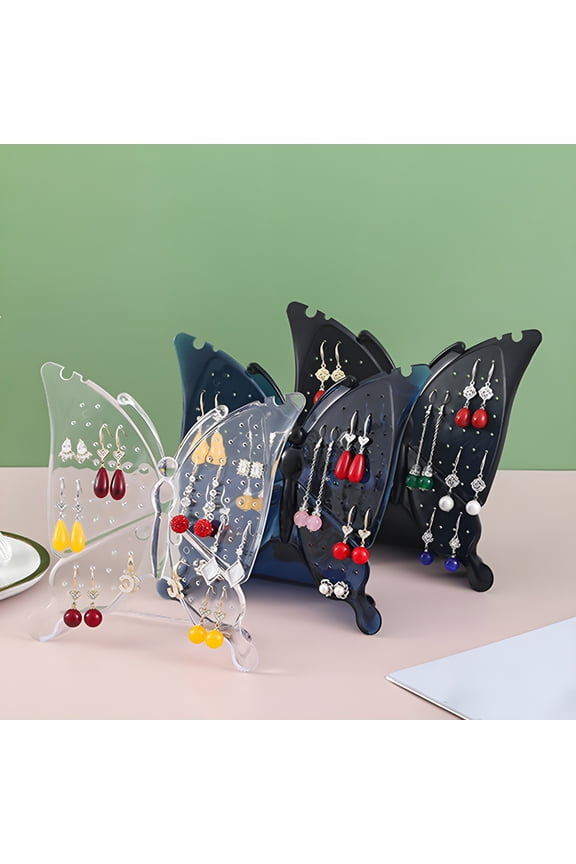 Earring Holder Stand Hanging Organizer Table Top Butterflies Ear Stud Holder Plastic Jewelry Rack for Women Girls Kids (96 Holes)