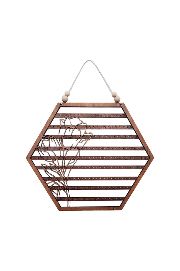 Earring Wall Holder Hanging Jewelry Storage Organizer, 2 Pack Metal Grid Star And Moon Shape Jewelry Rack