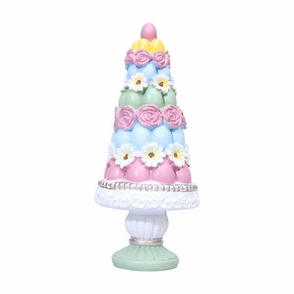 LAMIRO Easter Tree Figurine Table Centerpiece Resin Statue for Cabinet Indoor Shelf Multicolor
