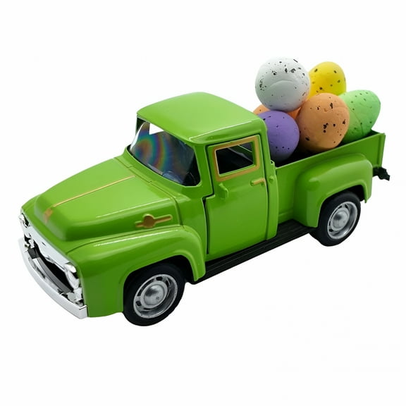 LAMIRO Easter Truck with Eggs Vintage Metal Pickup Decor Easter Decorations Valentine Truck Decor Metal Mini Truck Farmhouse Easter Truck with Eggs Easter Truck Truck with Eggs
