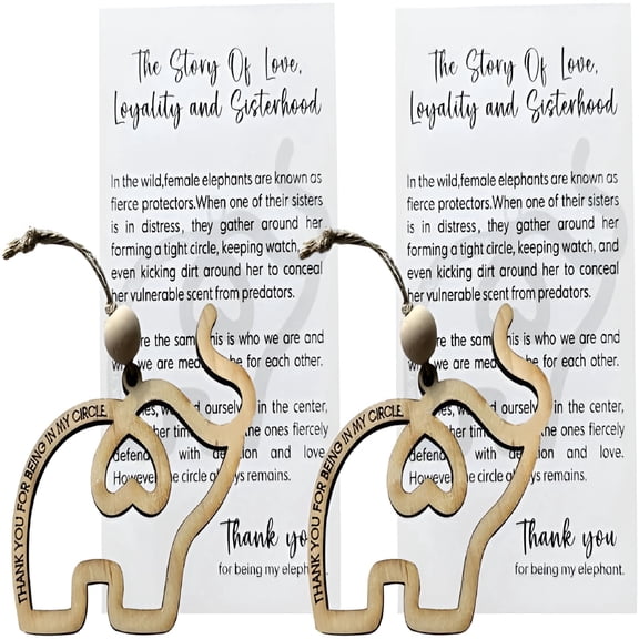 XIBUFE Elephant Ornament Wooden Elephant Friendship Ornaments Elephant Gifts for Women - Thank You for Being in My Circle Elephant Decor (1)
