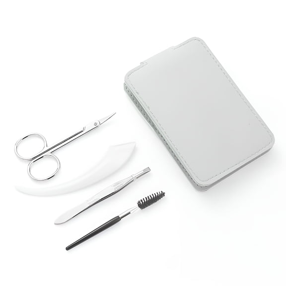 LAMIRO Eyebrow Tweezer Set Professional Stainless Steel Tweezers for Women & Men Precision Tweezer for Eyebrows Facial Hair with Leather Travel Case with Mirror4 PCS