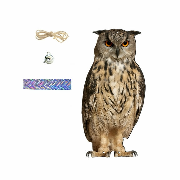 LAMIRO Fake Owl Decoys to Scare Birds Away,Head Plastic Owl Bird Deterrents,Height Bird Scarecrow Nature Enemy Horned Pest Repellent for Outdoor Garden Yard