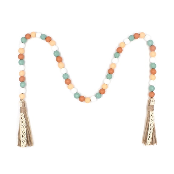 LAMIRO Fall Beads Garland Halloween Hanging Decor Tassels Bead Tassels Colorful Wooden Beaded for Thanksgiving Farmhouse,Fall Harvest Home Decorations.