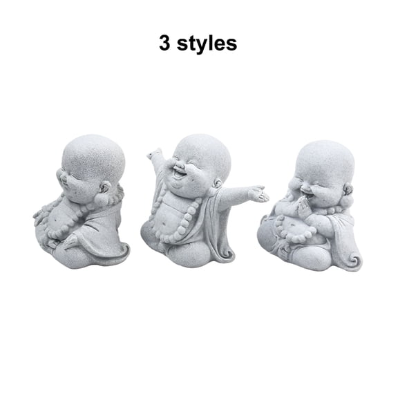 LAMIRO Fat Smiling Buddha Statue for Outdoor Indoor Garden Decor,Sandstone Effect