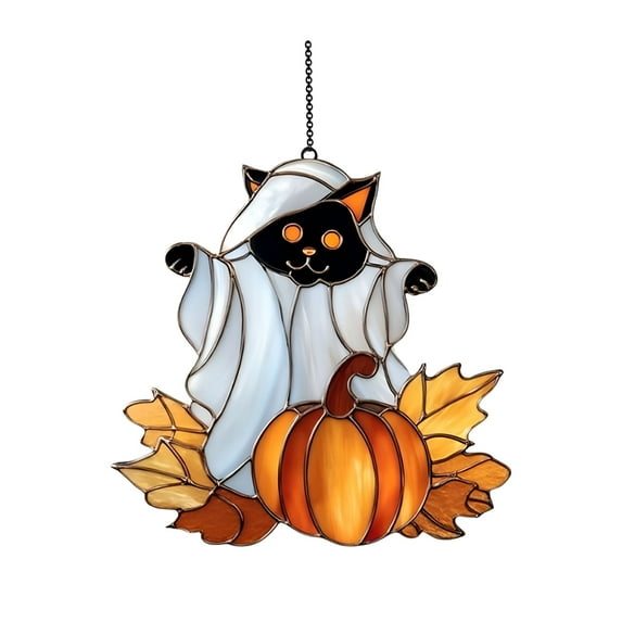 LAMIRO Flat Acrylic Halloween Window Hanging Creative Colored Craft Decor for Home,Spooky Halloween Decorations for House