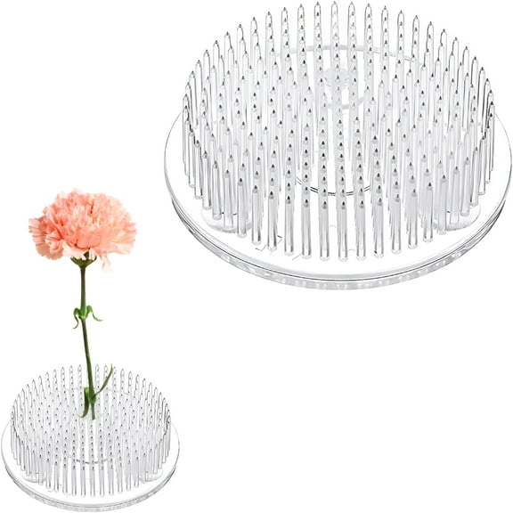 LAMIRO Flower Frog,Clear Flower Frogs for Arrangements Plastic Florist Frog Pin Frog Flower Arrangement Holder Floral Frog with Rubber Gasket Floristry Frog for Flower Arrangement,Plant 70mm