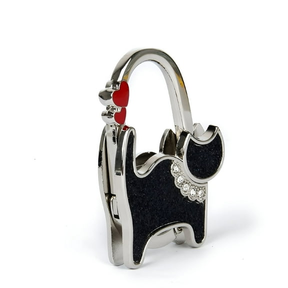 LAMIRO Folding Table Handbag Hanger Desk Purse Holder Hook with Crystal Cat Design