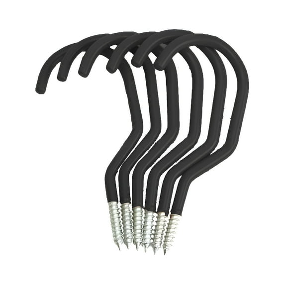 LAMIRO Garage Storage J Screw Hooks, Heavy Duty Rubber Coated Extra-Large Bike Storage Hook Rack Stands Accessories Screw in Hook for Hanging Garage Ceiling Wall Bicycle Storage, 6pc
