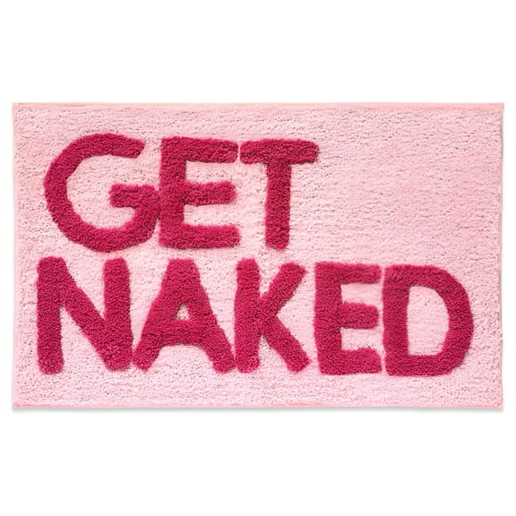 LAMIRO Get Naked Bath Mat Pink - Hot Pink Bathroom Rugs,Pink Bathroom Rugs Cute,Apartment Decor,Cute Bathroom Rugs,Pink Bathroom Decor,Funny Bathroom Rug,Pink Bath Mat Shower Rug,24x16"