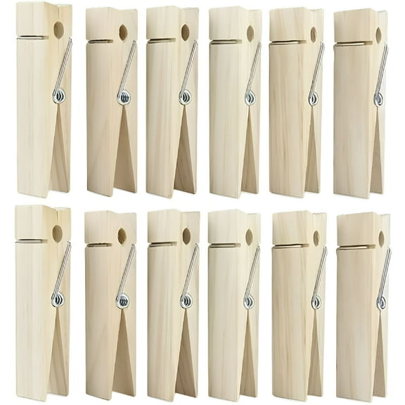 LAMIRO Giant Clothespins,Jumbo Wooden Pegs for DIY,Bathroom or Laundry Room Decor,100 Pcs