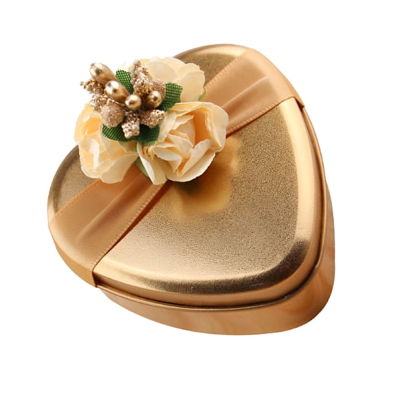 LAMIRO Gift Boxes Silk Fabric Tinplate,Golden,5 Pieces