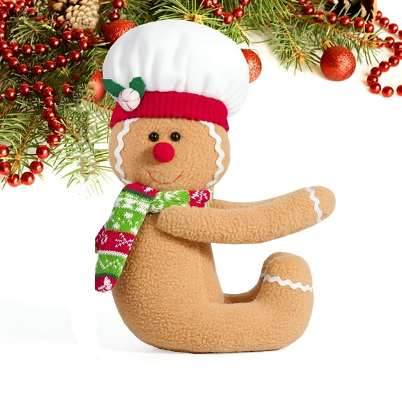 LAMIRO Gingerbread Man Christmas Tree Topper Decorations,Unique Funny Xmas Plush Stuffed Gingerbread Hugger Decor for Christmas Tree Wine Bottle Curtain Ornaments,Ginger White Red Green
