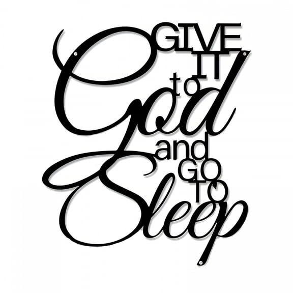 LAMIRO Give It to God and Go to Sleep Sign, Metal Wall Art for Bedroom, Christian Faith Quote Decor, Inspirational Religious Wall Hanging, Above Bed Spiritual Gift for Home Office Prayer Corner