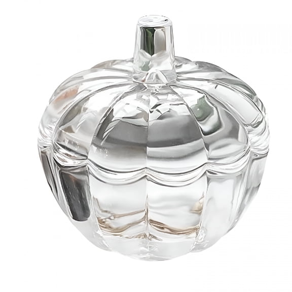 LAMIRO Glass Pumpkin Candy Jar Halloween Candy Bowl Jars with Lids Pumpkin Container Pumpkin Candy Dish with Cover Transparent Target Glass Dish for Halloween Home Party Wedding Decor