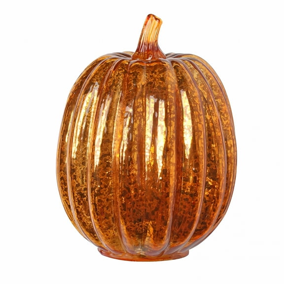 LAMIRO Glass Pumpkin Light with Lights Inside Battery Operated Led Pumpkin Light Ideal for Halloween Fall Decoration Thanksgiving Decor