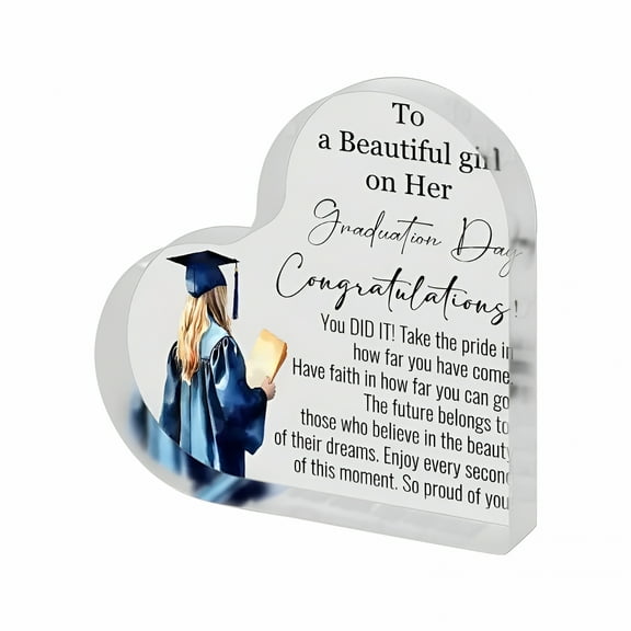 LAMIRO Graduation Gifts for Her,Him,2025 Graduation Keepsake,Engraved Acrylic Heart Plaque Graduation Gifts,Best Graduation Gifts for High School,Masters Degree,College Graduates