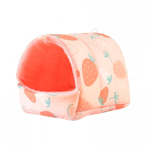 LAMIRO Guinea Pig Bed Cave, Cute Cartoon Pattern Soft Skin-Friendly Cozy Hamster House Hideout for Dwarf Rabbits Hedgehog Squirrel Winter Nest Hamster Rats Cage Accessories