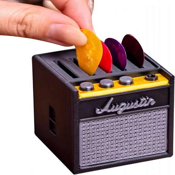 LAMIRO Guitar Picks Holder Personalized, Custom Name on 3D Printed Retro Guitar Amp Model Guitar Picks Holder - Premium Plectrum Holder for Musicians and Guitar Players