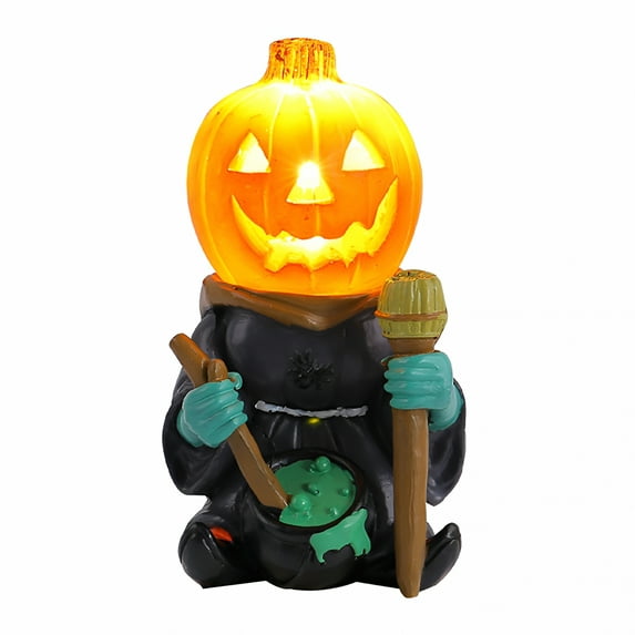 LAMIRO Halloween Glowing Pumpkin Knight,Halloween Pumpkin Knight Statue,Pumpkin Soldier for Indoor Outdoor Garden Patio Porch Decoration