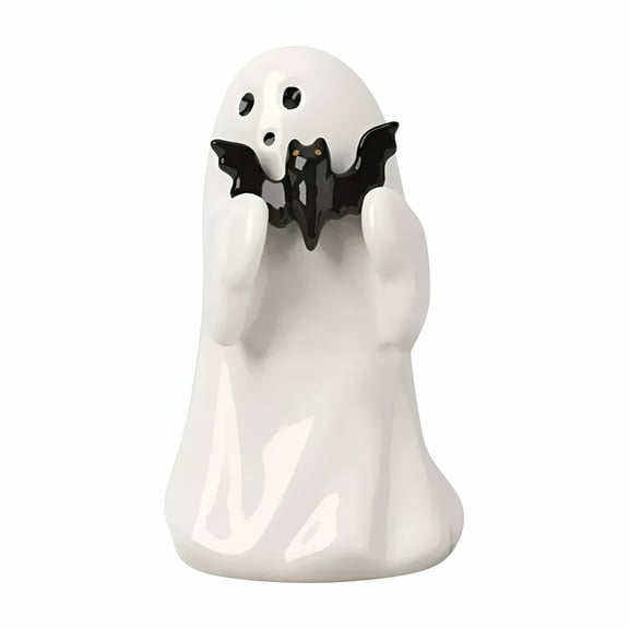 LAMIRO Halloween Mini Ghosts Decorations,Holding Bat Pink Pumpkin Ghost,Resin Halloween Home Standing Ghost Decor Tabletop Decorations,Tiered Tray Decor Table Centerpiece Ornament,3.94In(A1-Bat)
