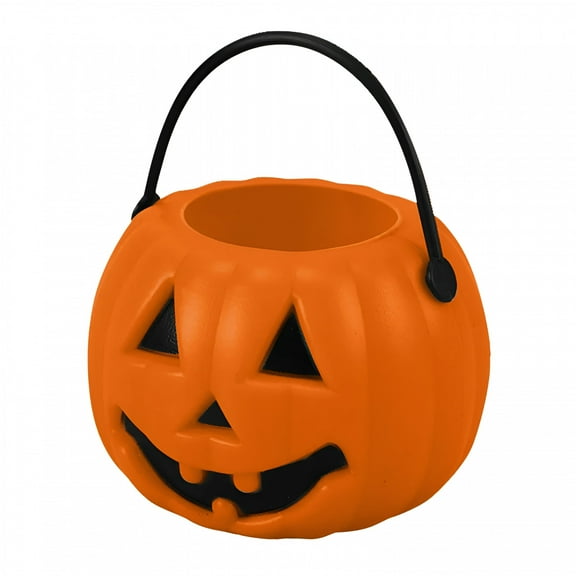 LAMIRO Halloween Pumpkin Candy Bucket with Handle, Large Plastic Jack-O'-Lantern Trick Or Treat Basket for Kids Parties Orange Halloween Party Favors Halloween Party Supplies Plastic Pumpkin Bucket