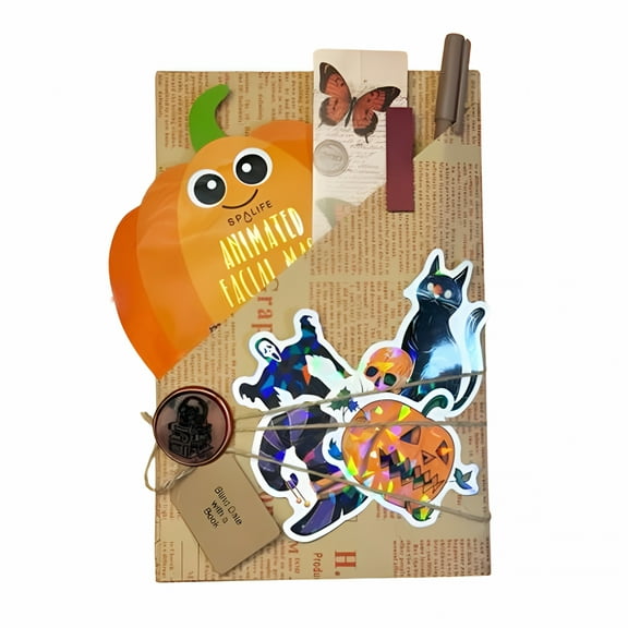 LAMIRO Halloween Witch Blind Date with A Book, Mystery Books Halloween Decorations Blind Date Book Box for Halloween Enthusiasts Book Lover (Pumpkin, 5.51 X 2.76 Inches)