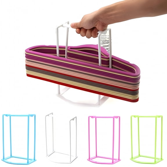 LAMIRO Hanger Stacker Caddy Holder, Portable PP Plastic Clothes Hanger Organizer Rack with Lifting Handle, Space-Saving Storage Bin for Closet, Laundry Room, and Wardrobe