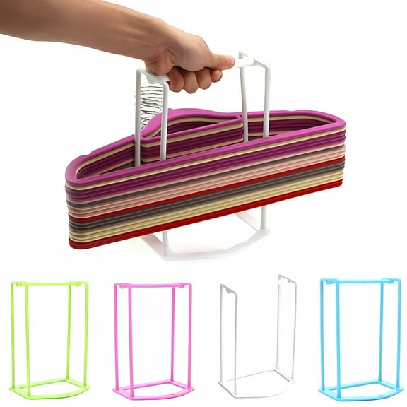 LAMIRO Hanger Stacker Caddy Holder Storage PP Clothes Hanger Organizer Rack with Lifting Handle for Closet Laundry Room Space-saving