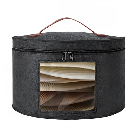 LAMIRO Hat Storage Box,Round Hat Boxes for Men and Women,Foldable Storage Box with Lid,Felt Stuffed Toy Storage Bin